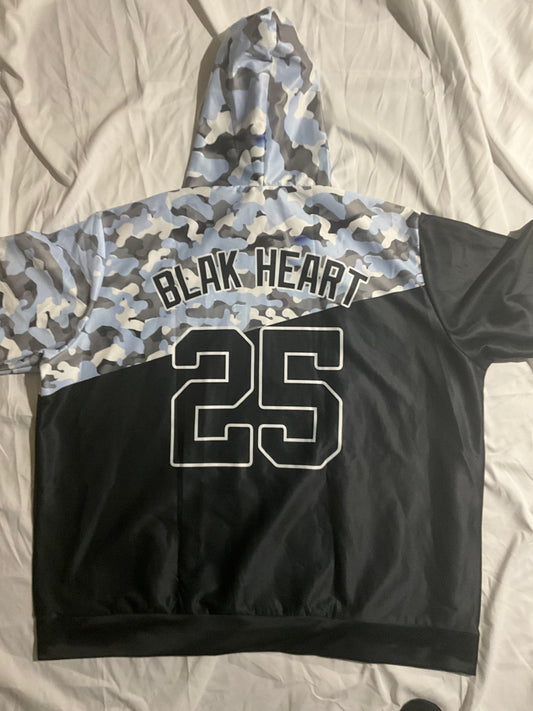 Blak heart blue camo hoodie
